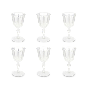Excelsa Ensemble de 6 verres à vin jetables modernes en plastique 25 cl transparents portables style campagnard en polycarbonate fabriqués à Taïwan - Product Image 5