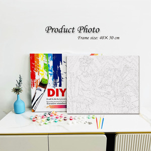 Paint by Numbers Canvas Kit Modern Portrait Art DIY Rectangle Handmade Digital Printing Yellow Dress Woman Plant Scene - Product Image 2