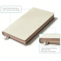 Carnet de planification personnalisé en cuir PU avec reliure cousue, 80 feuilles, organisateur de marque-pages, journal pour la gestion du temps, cadeau