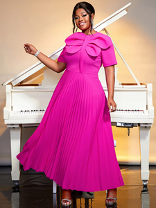 Am040326 Ons Lokale Voorraad Rose Korte Mouw Een Lijn Hoge Taille Geplooide Maxi Avondjurk Jurk Elegant - Product Image 2