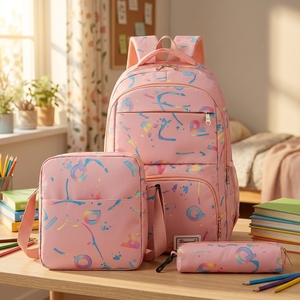 Set di 3 <span class=keywords><strong>Zaini</strong></span> <span class=keywords><strong>per</strong></span> Ragazze con Graffiti Colorati, Borsa Scuola <span class=keywords><strong>per</strong></span> Bambini con Borsa Pranzo e Astuccio, Vendita all'Ingrosso - Product Image 1