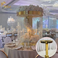 Support floral en métal doré, argenté ou noir NIKA pour table de salle de réception de mariage, centre de table pour événements et décorations