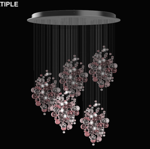 Nouveau design décoration intérieure hall d'hôtel projet personnalisé Led lustre moderne abat-jour en <span class=keywords><strong>verre</strong></span> 80 grande suspension en <span class=keywords><strong>verre</strong></span> 100 - Product Image 3