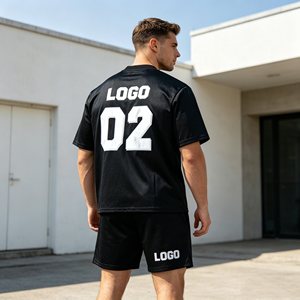 sports jersey Men's T-Shirt <b>Sets</b>,Sporty V-Neck 100% Polyester mesh Breathable <b>Knitted</b> Summer Wear with Number Print <b>sets</b> for men - Product Image 4