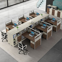 Poste de travail modulaire commercial moderne 4 places en MDF durable pour bureau, cellule de travail en bois pour centre d'appels, garantie 3 ans