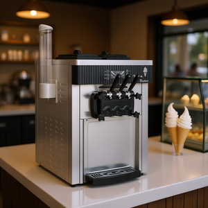 Machine à glaces commerciale Viacolino 2200W en acier inoxydable argenté, 3 saveurs, écran LED, pour usage en restaurant - Product Image 2