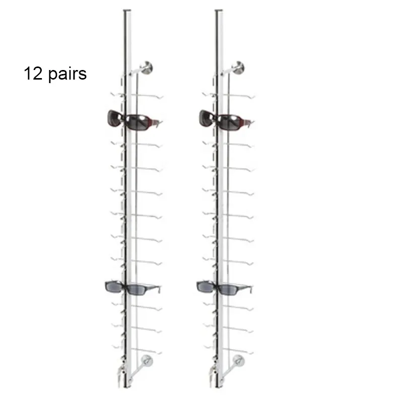 잠금 장치가있는 12 쌍 안경 디스플레이 프레임 알루미늄 합금 안경 디스플레이 스탠드 안경 매장 용 선글라스 디스플레이 랙