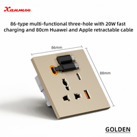 Prise murale USB de type C universelle à charge rapide 20W de type 86, panneau PC rétractable, chargeur mural avec port USBA USBC, prise murale USB