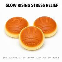Jouet Squishy en forme de pain de dessin animé, à remontée lente, avec motif facial en relief, doré, anti-stress, décompression, décoration de bureau, cadeau
