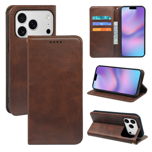 เคสโทรศัพท์แบบพับได้พร้อมช่องใส่บัตร วัสดุหนังแม่เหล็ก สำหรับ <span class=keywords><strong>iPhone</strong></span> 18 Pro Max 17e 16e 15 Pro 13 <span class=keywords><strong>iPhone</strong></span> 17 ป้องกันอย่างดี - Product Image 1