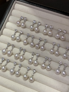 Elegant S925 Sterling <b>Silver</b> <b>Stud</b> <b>Earrings</b> Embedded With Smooth Natural Freshwater Pearl And Clear White Topaz Customizable Fine - Product Image 4