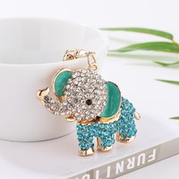 Porte-clés éléphant en alliage avec strass brillants, émail coloré, porte-bonheur, breloque de sac, pendentif pour femme, porte-clés de voiture, cadeau souvenir - Grande Vente