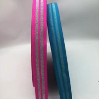 Pita Elastis Bergaris Metalik Berkilau Bahan Nilon untuk Aksesoris Pakaian Rok dan Pakaian Dalam Tekstil Rumah Gaya Herringbone