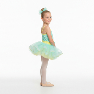 Vestido de Ballet con Lentejuelas Verde Menta para Niñas, Tutú de Tul en Capas para Recital de Danza y Actuaciones Escénicas - Product Image 2
