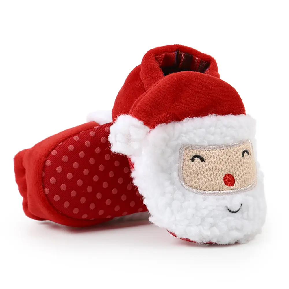 Xiximi Christmas Santa Claus Baby Shoes Factory Fashion Kids Shoes Socks Cotton Warm Non-slip Floor Woven Baby Boy Shoes