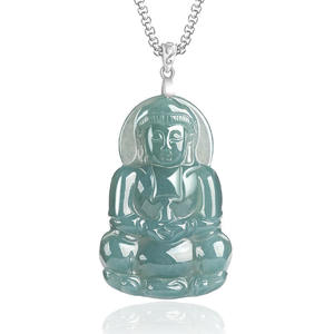 จี้หยกธรรมชาติสีน้ำเงินรูปพระโพธิสัตว์กวนอิม ประดับเงินแท้ S925 พร้อมใบรับรอง GY15 - Product Image 2