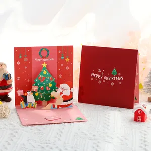 Grußkarten 3d Papier laser geschnittene Mini-Pop-up-Weihnachts karte