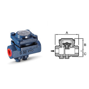 Trampa de Vapor Termostática de Presión Equilibrada, Serie TS50F T-250, Horizontal, de Hierro Fundido, con Brida, ANSI150 PN16 - Product Image 4