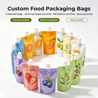 Sachets Doypack Personnalisés Réutilisables pour Jus, Aliments, Fruits, Café – Emballages à Bec Verseur avec Buse d'Aspiration – Sachets Doypack Personnalisés