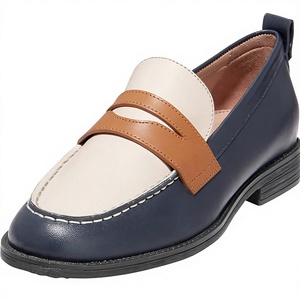 Mocassins en cuir véritable pour hommes, chaussures habillées à enfiler, bout rond, color block, pour le bureau, les affaires et les mariages - Product Image 2
