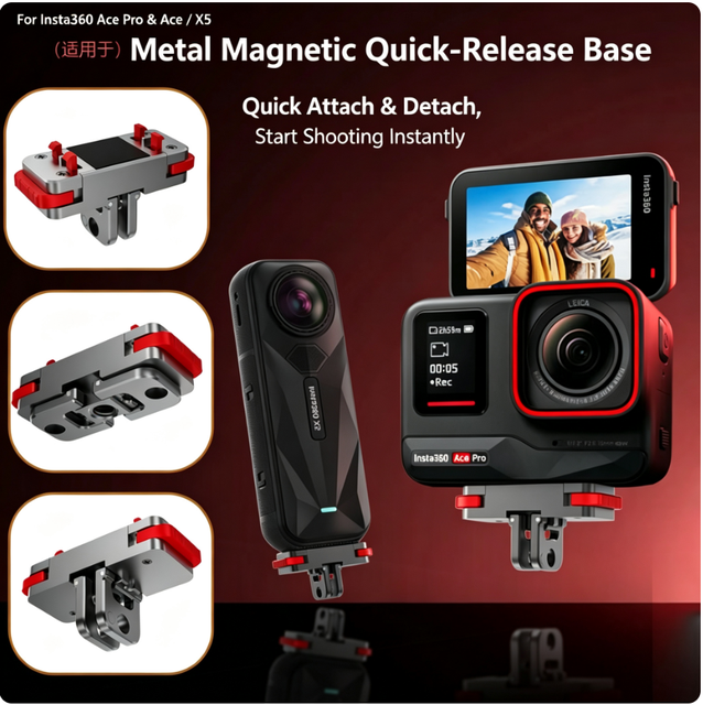 Yingshi 360instaAcepro2 Metal Magnetic Quick-Release Base X5x4air Snap-Lock Sport Camera Accessories
