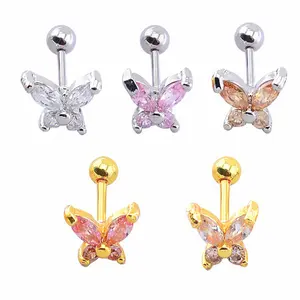 Butterfly Ear Stud Tragus Cartilage Earring Helix Piercing Jewelry Stainless Steel Butterfly Body Jewelry