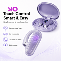 Écouteurs sans fil intra-auriculaires TWS 10m V6.0 avec contrôle tactile, étui de charge Type-C, 5h de musique, 4h d'appels, Noir, Gris, Violet