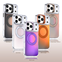 Étui de téléphone portable de couleurs dégradées de luxe pour iPhone 17 Pro Max avec couvercle de téléphone laser porte-objectif avec béquille à rotation à 360 °