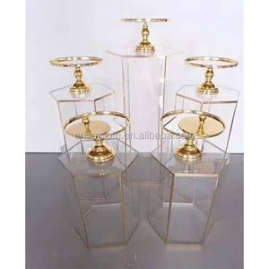 Nhà Máy Bán Buôn 3 Tier Kim Loại Vàng Gương Vòng Pha Lê Bánh Cưới Đứng Cho Đảng - Product Image 6