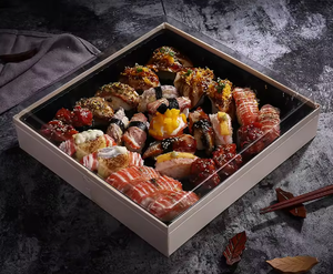 Caja de <span class=keywords><strong>Sushi</strong></span> Cuadrada Desechable Ecológica ESTICK, de Madera, para Pescado Crudo <span class=keywords><strong>Japonés</strong></span>, Salmón, Postres y Comidas para Llevar - Product Image 4