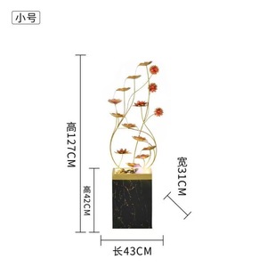 Modern Minimalist Metal Water Fountain Floor Standing <b>Ornament</b> For Living Room Entryway With Led Light And Flowing Water Design - Product Image 3