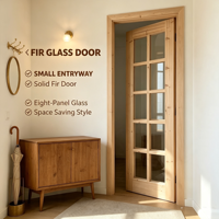 Hotel Project Solid Cedar Timber Interior Glass Door Eco Raw Solid Wood Bedroom Door