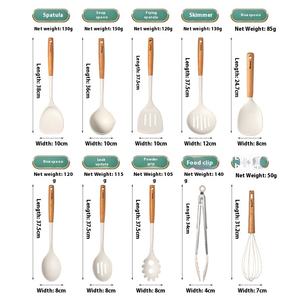 Excale Utensilios de cocina de silicona de alto valor Cuchara de pala con mango de haya y sartén antiadherente Ollas coloridas para freír Herramientas de cocina - Product Image 5