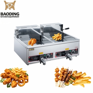 Freidora Eléctrica Comercial de Doble Tanque BaoDing15L, Construcción de Acero Inoxidable, Resistente al Agua IPX3, Control de Temperatura Secional, 5000W*2 - Product Image 2