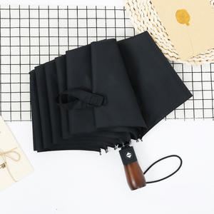 <span class=keywords><strong>Real</strong></span> <span class=keywords><strong>Star</strong></span> alta calidad lujo 280T pongee gran tamaño madera mango curvo auto Fold hombre paraguas - Product Image 6