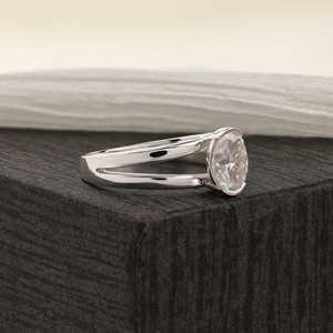 Bague de fiançailles classique en or 14 carats avec solitaire ovale de 1 à 2 carats, cultivée en laboratoire, et alliance pour femme, bijoux de mariée élégants - Product Image 4