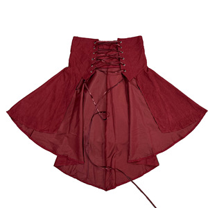 Jupe à volants à ourlet irrégulier pour <span class=keywords><strong>femme</strong></span>, style gothique steampunk <span class=keywords><strong>pirate</strong></span>, en satin, avec laçage frontal et ceinture, costume médiéval vintage - Product Image 2