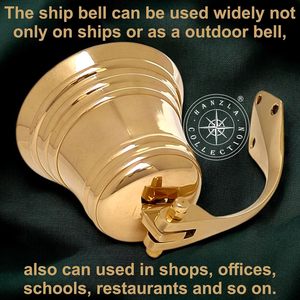 ALFA NAUTICAL Polished Brass Bell Marine Nautical Coastal Design Metal Handicraft <b>Wall</b> Mounted Hanging Ship Bell Indoor Outdoor - Product Image 4