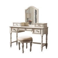 Coiffeuse blanche en bois massif de style français, haut de gamme, personnalisé en bois massif pour table à manger, miroir, meubles de chambre à coucher