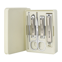 Ensemble de manucure portable de luxe en acier carbone 6 pièces, coupe-ongles en or rose pour hommes