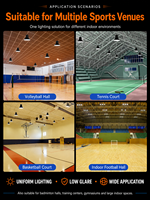 Luminaire LED UFO nid d'abeille à faible éblouissement et haute luminosité pour salle de sport, avec driver à courant constant, idéal pour les terrains de pickleball