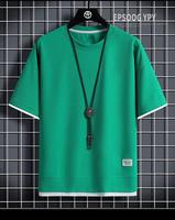 Camiseta de Verano Personalizada, Informal y Moderna, de Manga Corta, con Cuello Redondo Delgado, de Secado Rápido para Hombre