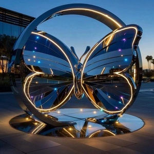 รูปปั้นสแตนเลสรูปหัวใจสำหรับกลางแจ้งขนาดใหญ่เทคนิคการหล่องานศิลปะโลหะทรงกลม - Product Image 1