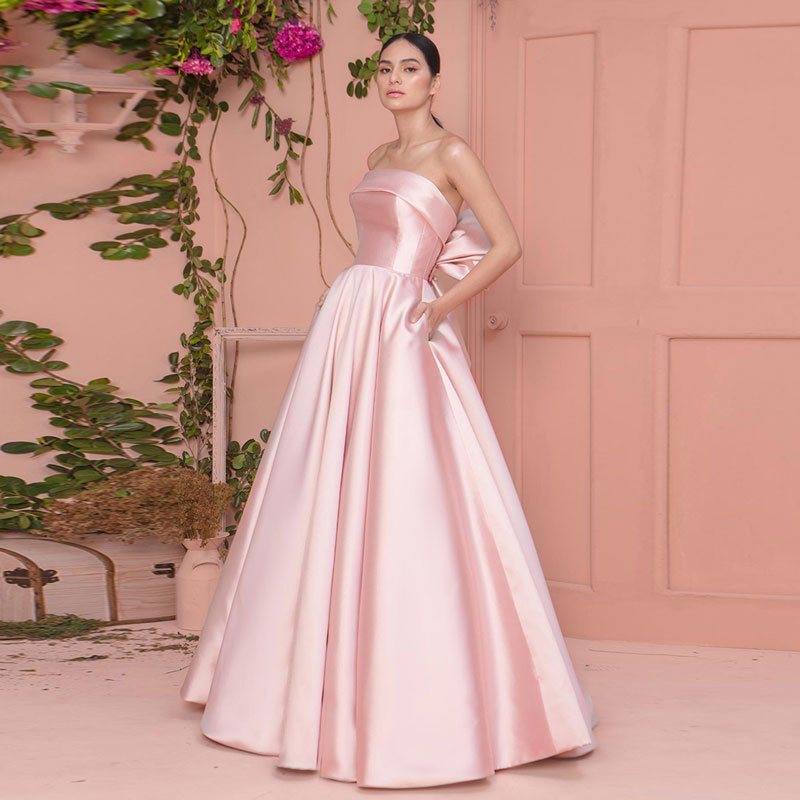 princess party dress for women Evening Dress Princess Silhouette Square Neck Satin Fabric Floor-Length  Buttons Social Party Dresses