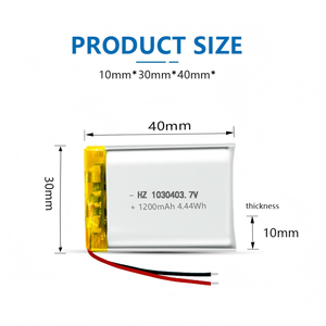 Batterie Li-Polymère Rechargeable HZ Factory 103040 3.7V 1200mAh KC UL1642 CE PSE UN38.3 ROHS - Product Image 3