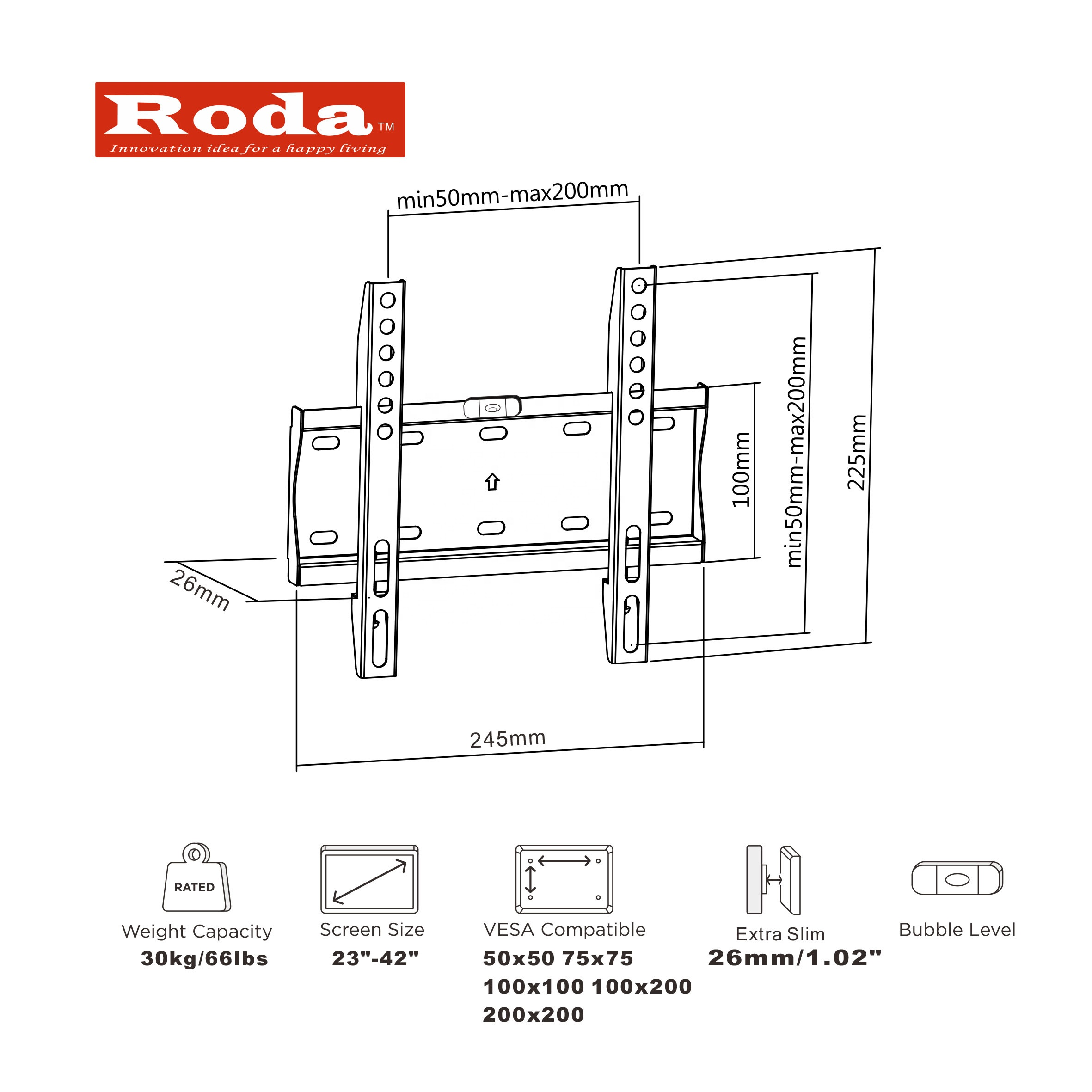 Заводская низкая цена, настенный кронштейн для телевизора с фиксированным светодиодом для 23-42"