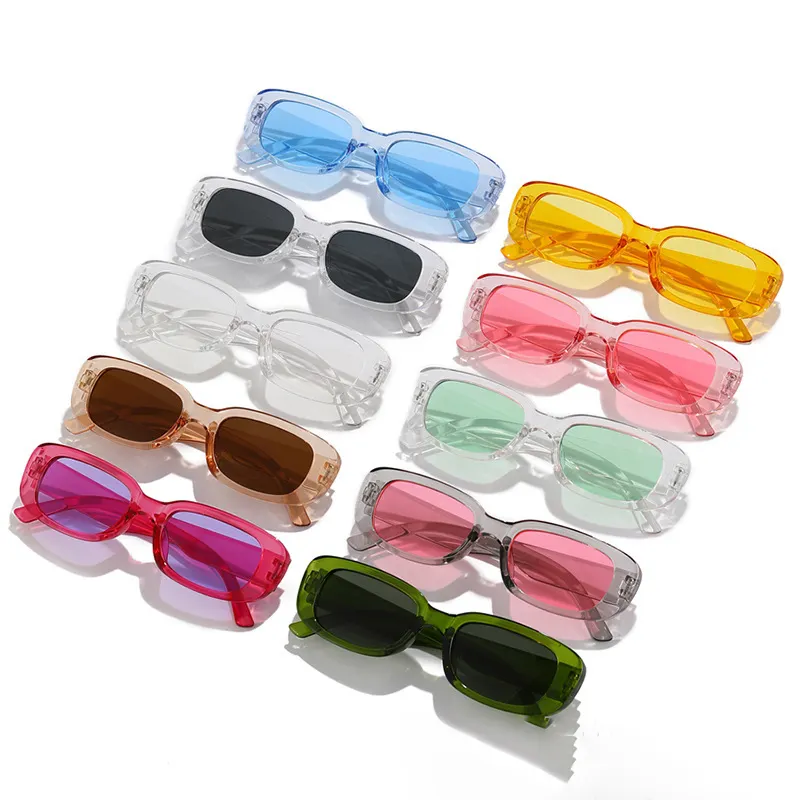 Phổ biến giá rẻ kẹo màu thời trang vuông Sun Glasses PC biểu tượng tùy chỉnh hình chữ nhật Kính mát Shades