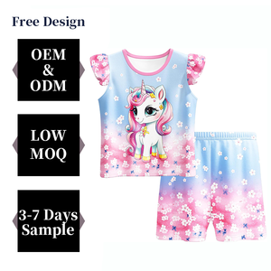 Set di pigiami per bambini di nuovo arrivo personalizzati colorati regali per bambine Set <span class=keywords><strong>pigiama</strong></span> vendita calda abbigliamento morbido per bambini Set per ragazze - Product Image 1