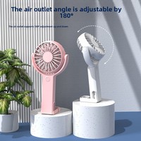 Ventilateur portable rechargeable USB Type-C de qualité supérieure à 5 vitesses avec crochet rotatif et support pour téléphone, idéal pour la randonnée en extérieur et l'utilisation sur bureau