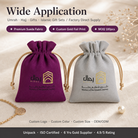 Kantong Penyimpanan Perhiasan Suede dengan Tali Serut, Cetak Logo Custom, Kemasan Mewah untuk Jam Tangan, Perhiasan, Kalung